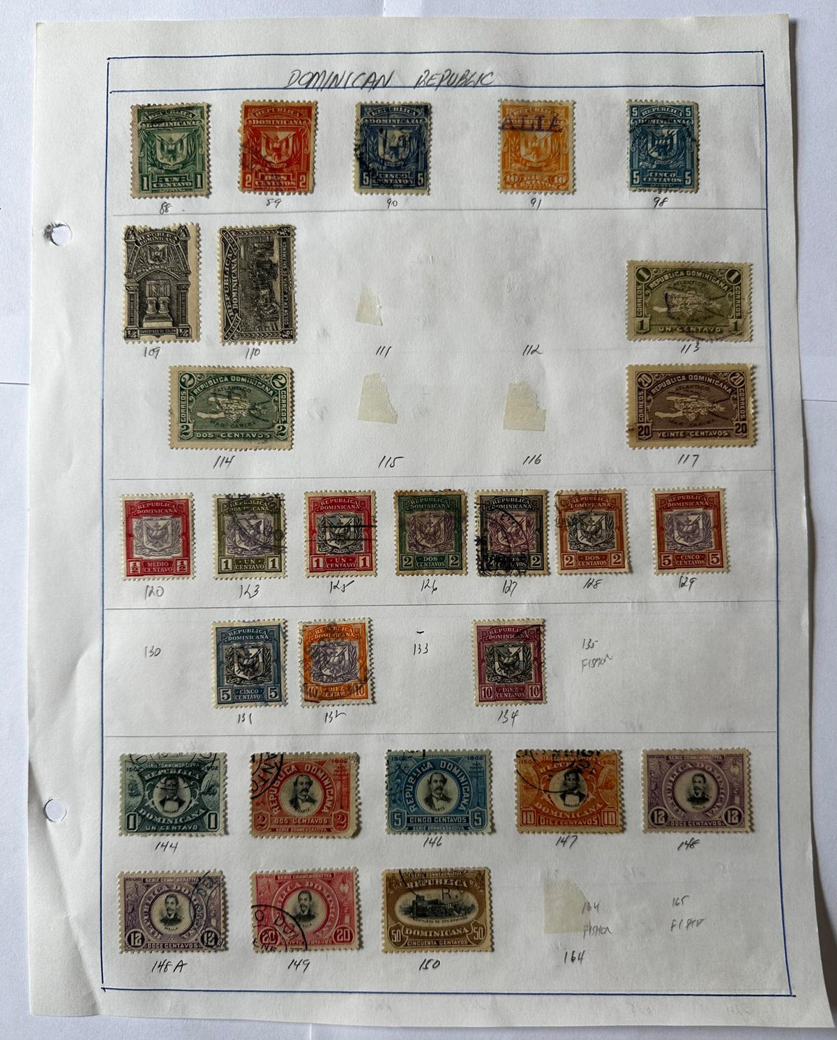 Vintage Dominican Republic Stamp Collection – 1900s–1990s – 300+ Stamps – Collector-Mounted & Catalog Numbered