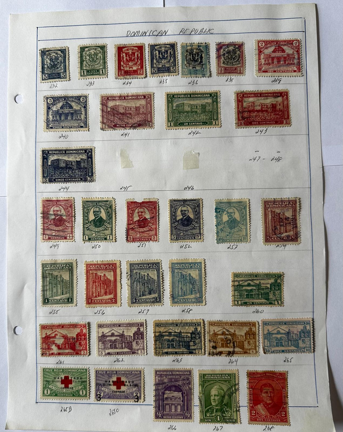 Vintage Dominican Republic Stamp Collection – 1900s–1990s – 300+ Stamps – Collector-Mounted & Catalog Numbered
