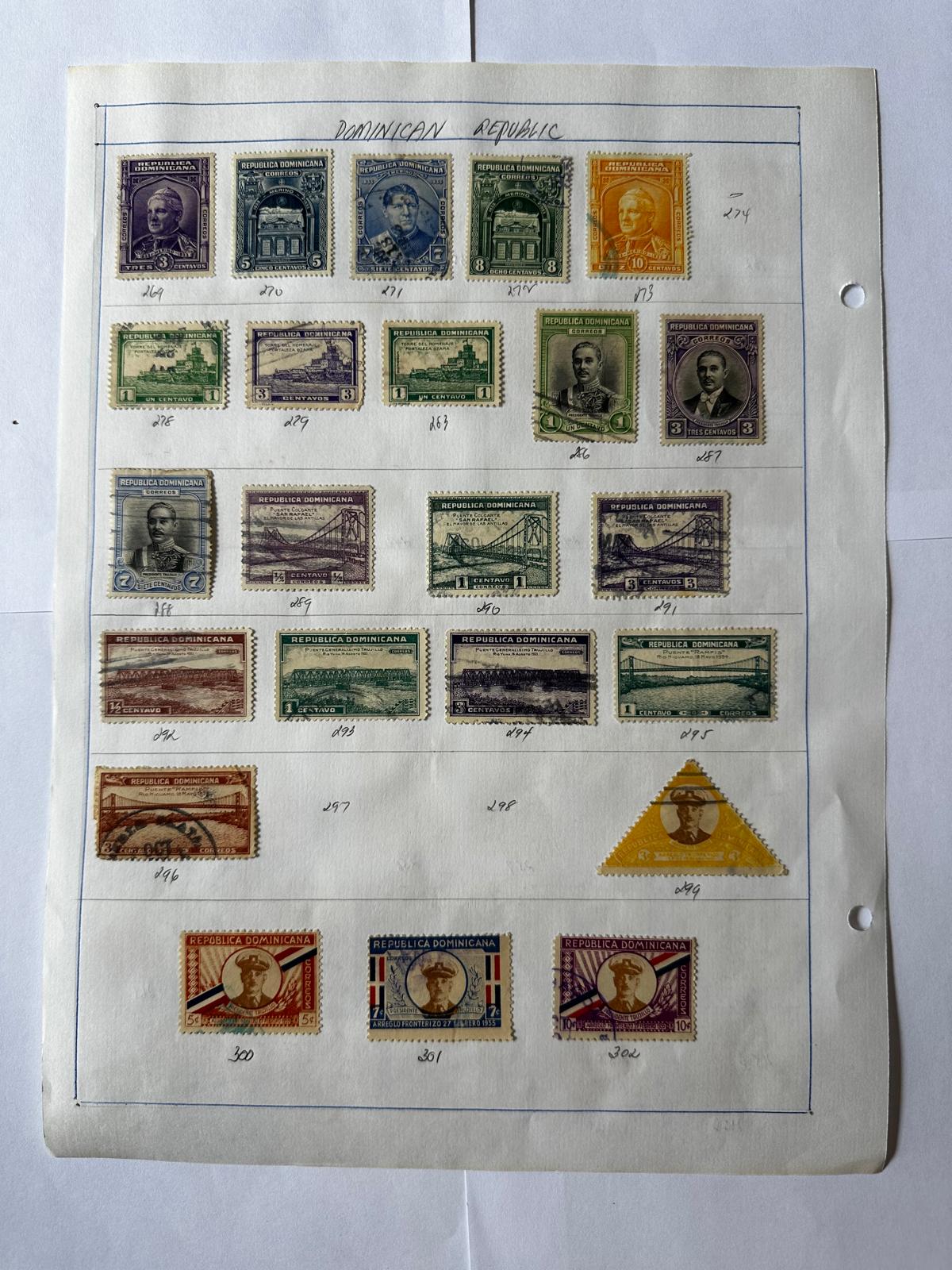 Vintage Dominican Republic Stamp Collection – 1900s–1990s – 300+ Stamps – Collector-Mounted & Catalog Numbered