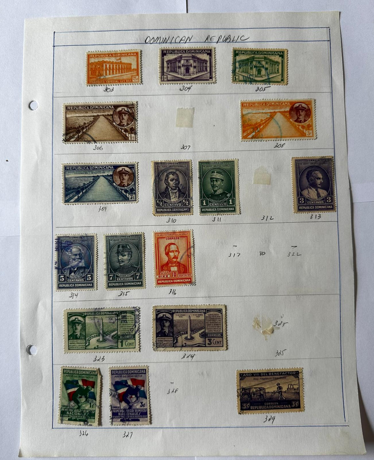 Vintage Dominican Republic Stamp Collection – 1900s–1990s – 300+ Stamps – Collector-Mounted & Catalog Numbered