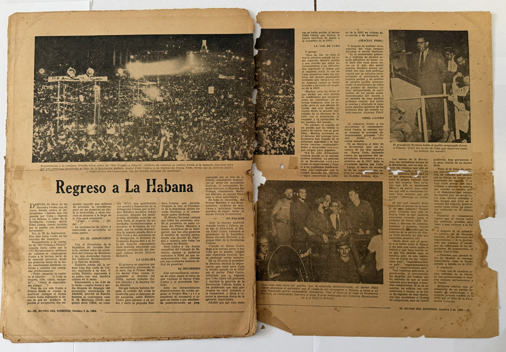 1960 Cuba El Mundo del Domingo – Fidel Castro en EE. UU. y visita a la ONU – Suplemento histórico del periódico de La Habana