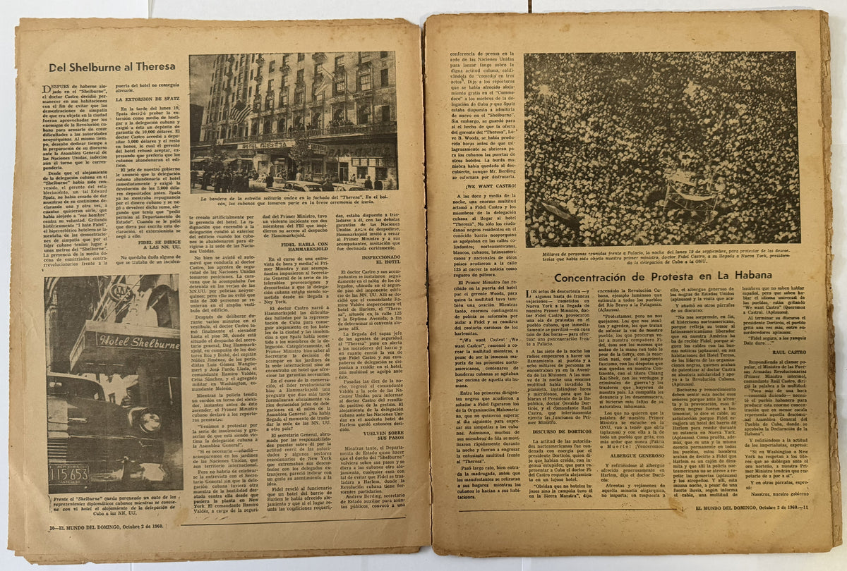 1960 Cuban El Mundo del Domingo – Fidel Castro in USA & UN Visit – Historic Havana Newspaper Supplement