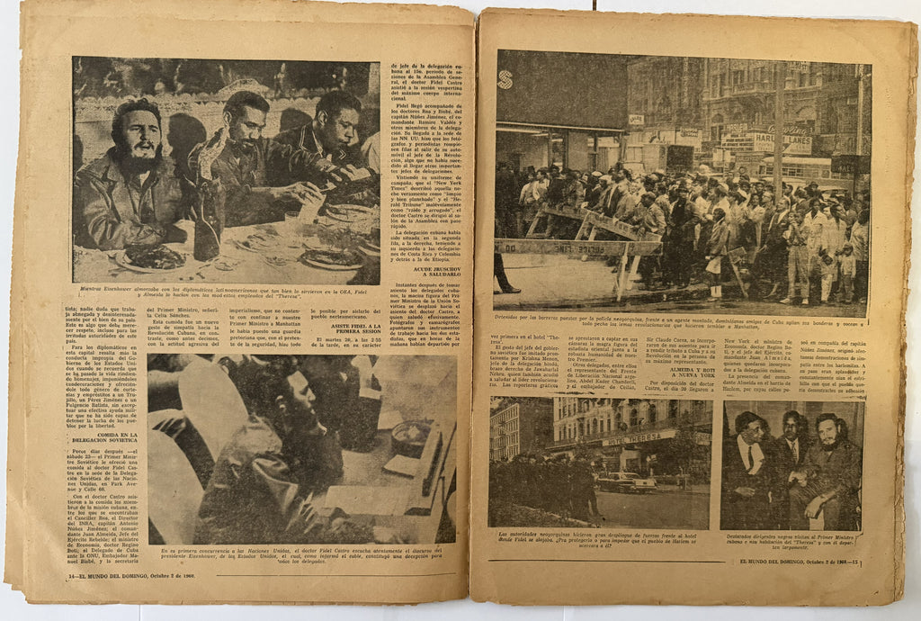 1960 Cuba El Mundo del Domingo – Fidel Castro en EE. UU. y visita a la ONU – Suplemento histórico del periódico de La Habana