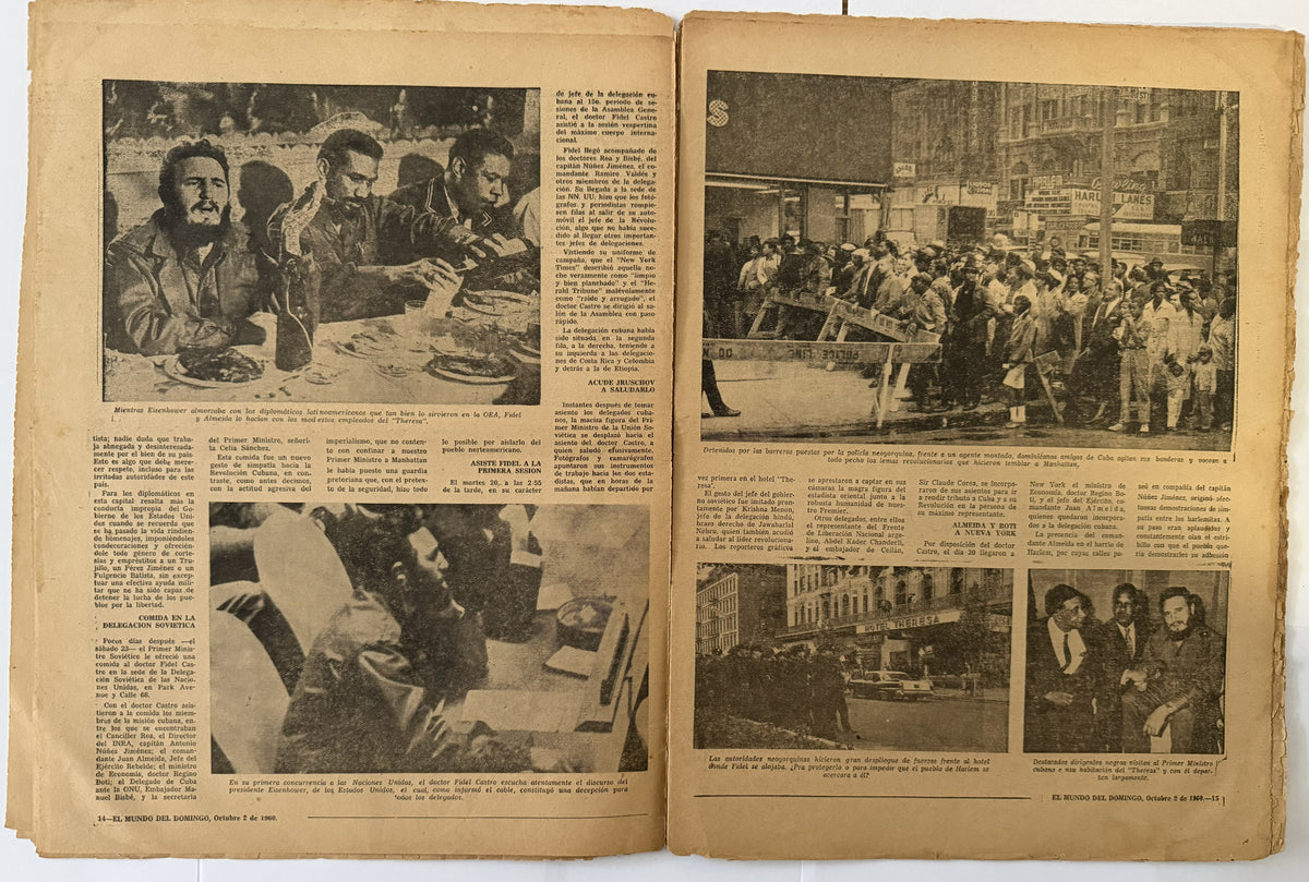 1960 Cuban El Mundo del Domingo – Fidel Castro in USA & UN Visit – Historic Havana Newspaper Supplement