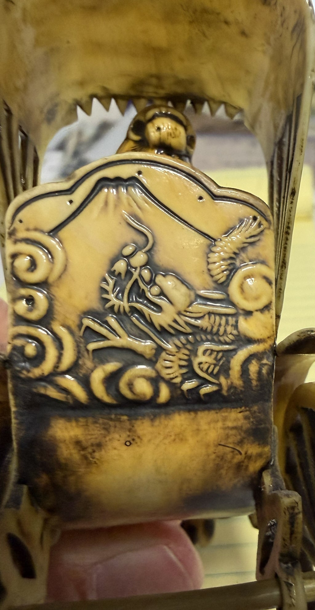 Figura de celuloide japonesa de un rickshaw de los años 30-40 – Pasajera y conductor