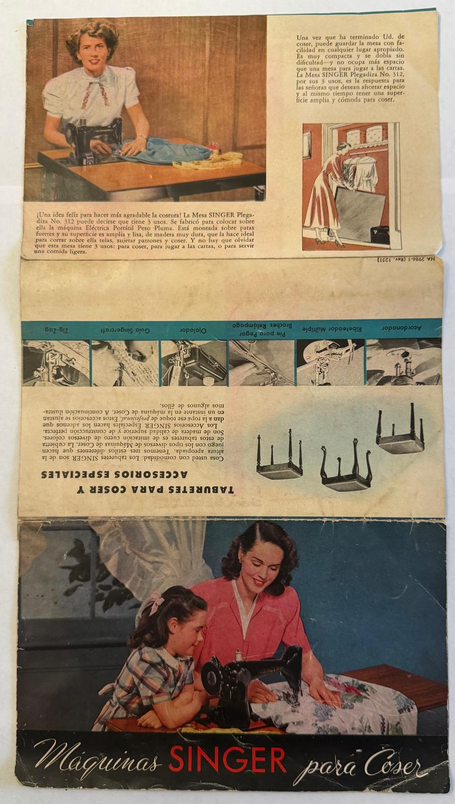 1951 Singer Sewing Machines Spanish Advertising Brochure – Cuban Provenance – Vintage Ephemera