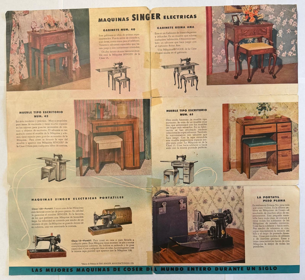 1951 Singer Sewing Machines Spanish Advertising Brochure – Cuban Provenance – Vintage Ephemera
