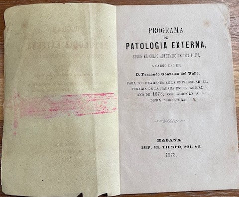Booklet 1873 External Patology Havana Cuba Folleto medicina Habana