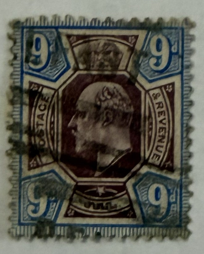 Great Britain 1902 King Edward VII 9d Purple & Ultramarine Used British Stamp