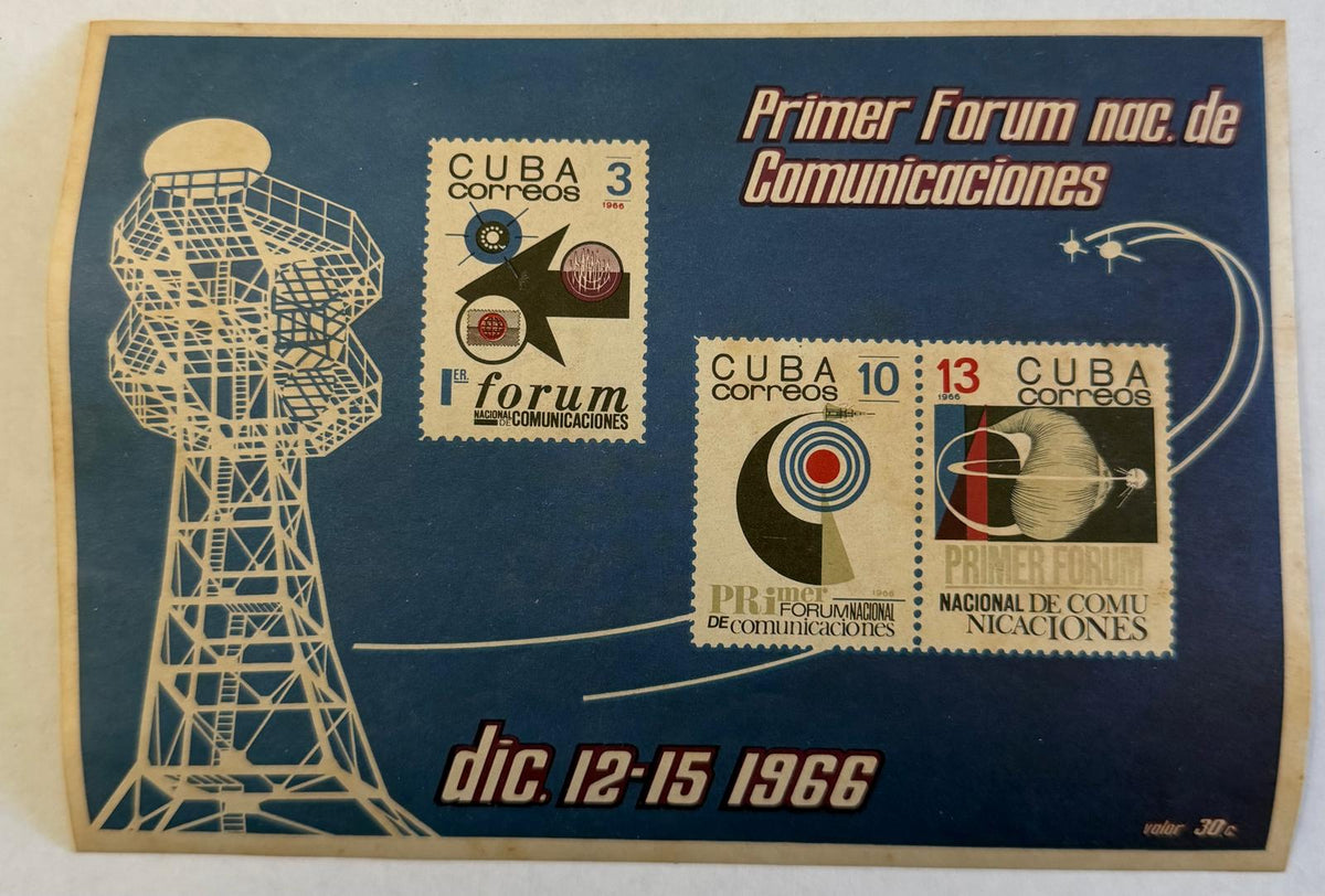 Cuba 1966 First National Communications Forum Souvenir Sheet – Telecommunications – 30c