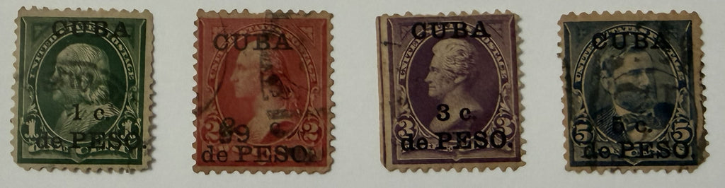 1899 Cuba U.S. Administration Overprint Stamp Set – 1c, 2c, 3c & 5c de Peso