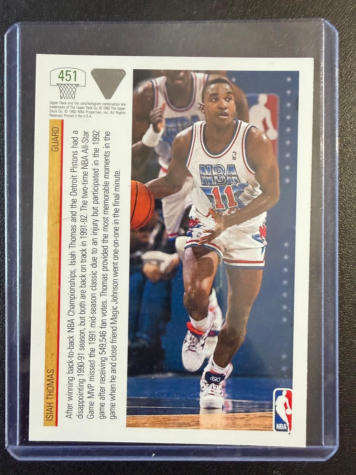 1991-92 Upper Deck #451 Isiah Thomas All-Star del Este – Magic Johnson en la foto