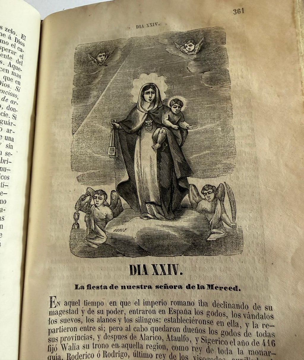 1851 Año Cristiano – Septiembre – Juan Croisset – Spanish Religious Book with Daily Wood Engravings