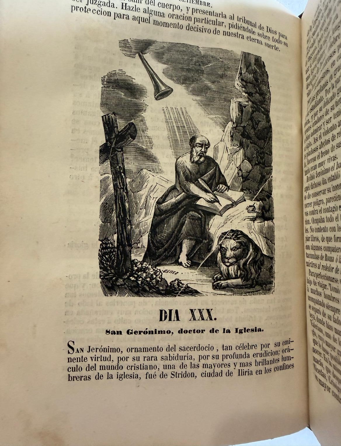 1851 Año Cristiano – Septiembre – Juan Croisset – Spanish Religious Book with Daily Wood Engravings