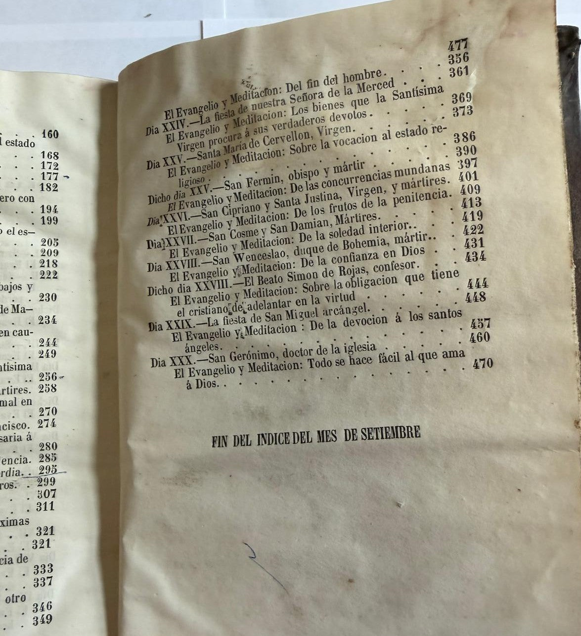 1851 Año Cristiano – Septiembre – Juan Croisset – Spanish Religious Book with Daily Wood Engravings