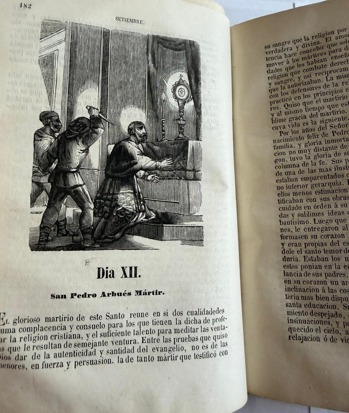 1851 Año Cristiano – Septiembre – Juan Croisset – Spanish Religious Book with Daily Wood Engravings