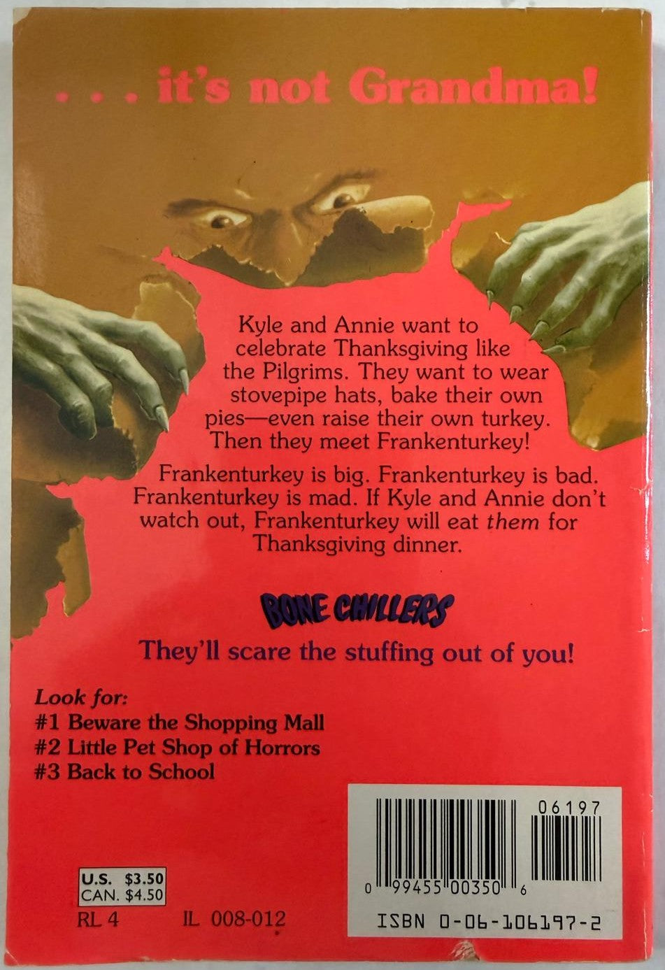 Bone Chillers #4 Frankenturkey by Betsy Haynes – Vintage 1994 Horror Paperback