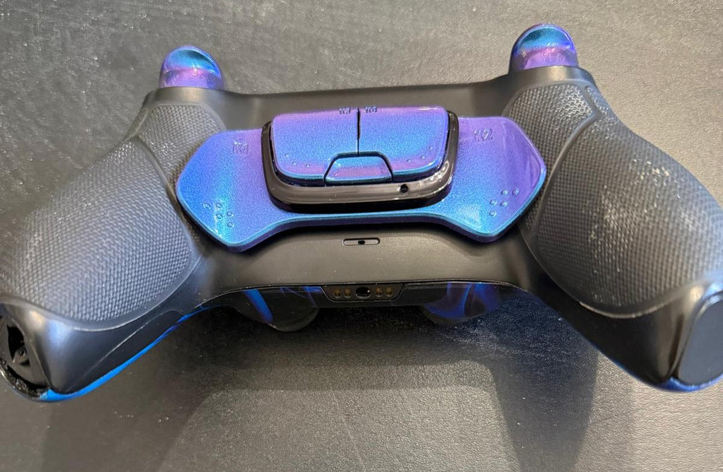 Blue flame and blue chrome Inserts custom wireless controller for PS5 HEXGAMING