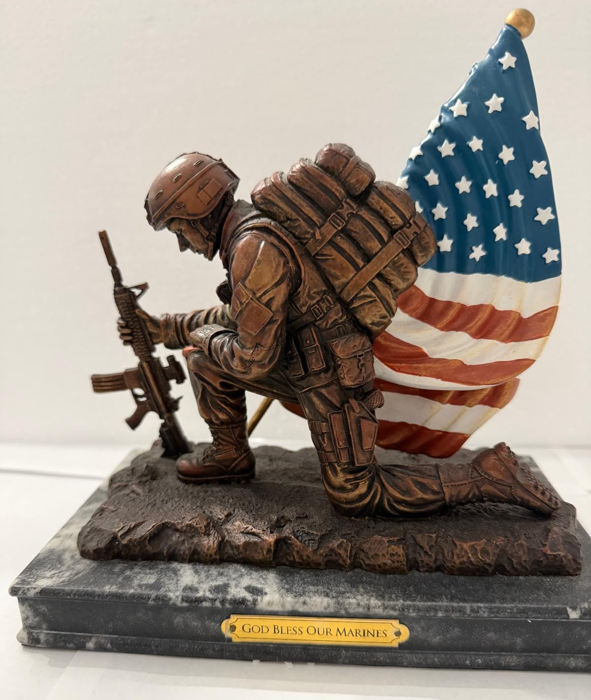 Bradford Exchange God Bless Our Marines Cold-Cast Bronze Sculpture #1268 – Box & COA