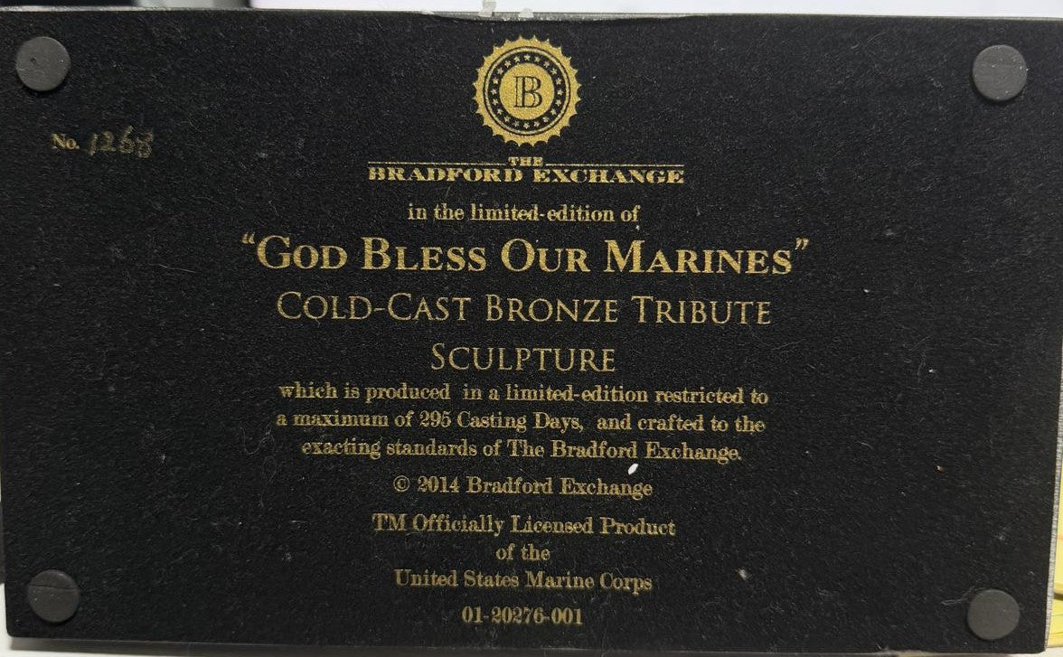 Bradford Exchange God Bless Our Marines Cold-Cast Bronze Sculpture #1268 – Box & COA