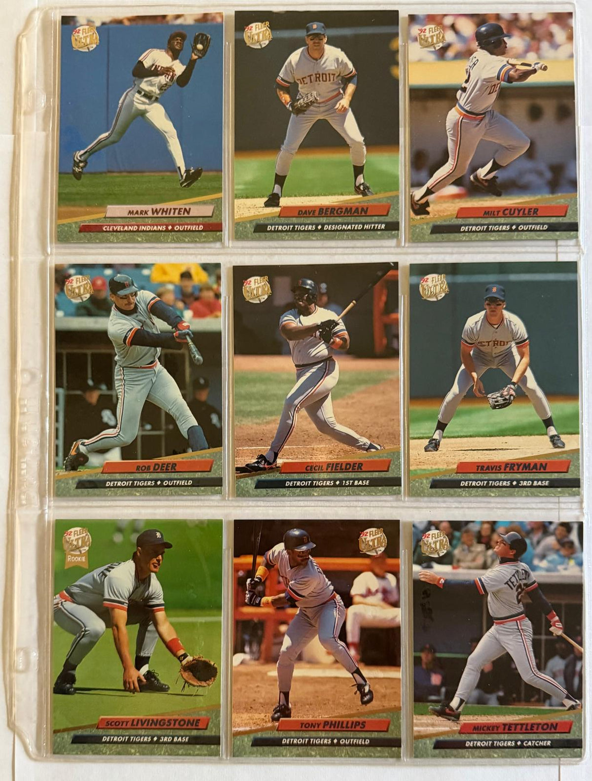 1992 Fleer Ultra Baseball #55–63 – 9-Card Consecutive Set – Cecil Fielder, Tigers