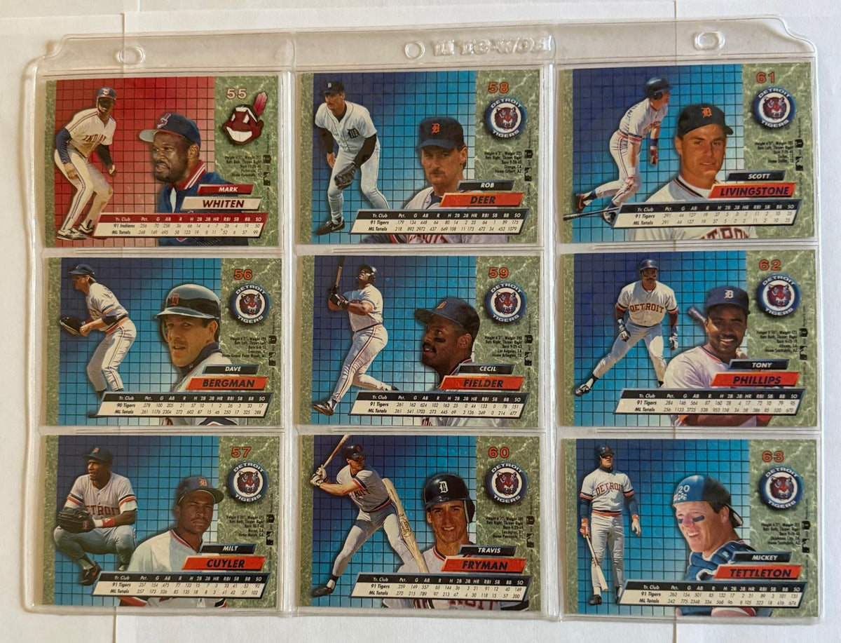 1992 Fleer Ultra Baseball #55–63 – 9-Card Consecutive Set – Cecil Fielder, Tigers