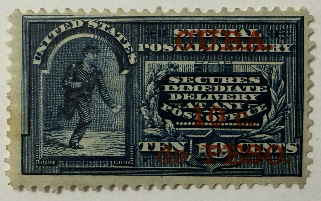 1899 Cuba Scott E1 Sello de Entrega Especial de 10c “Mensajero Azul” – Ocupación Estadounidense