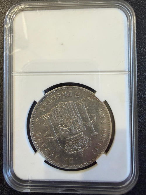 1888 Spain Alfonso XIII 5 Pesetas Silver Coin – “Pelón” – Antique Spanish Crown