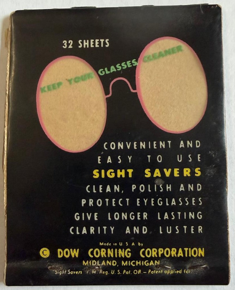 Vintage c.1950 Dow Corning Sight Savers Eyeglass Cleaning Tissues – Original Package