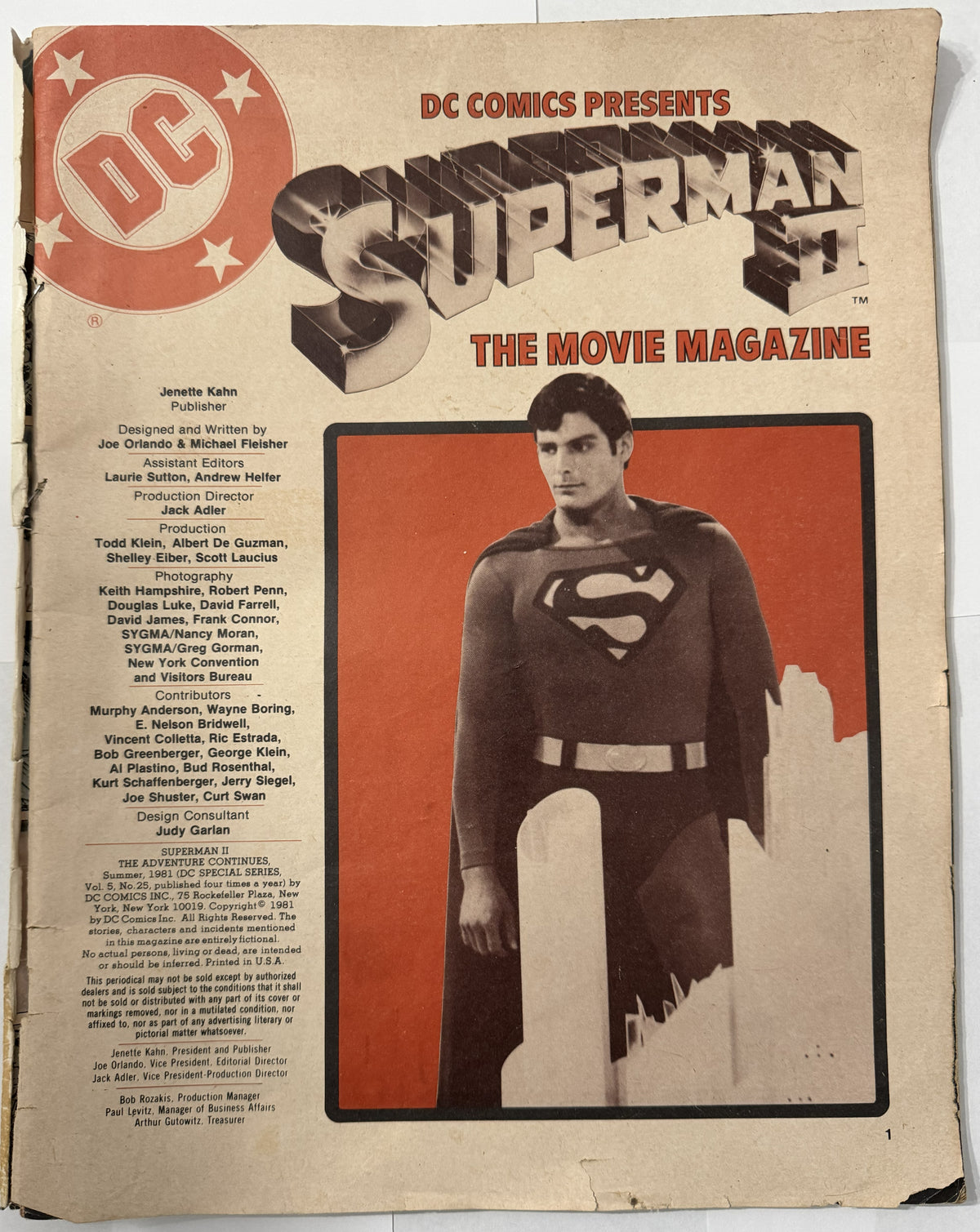 1981 Superman II Movie Magazine DC Special Series #25 Christopher Reeve – Sin Portada