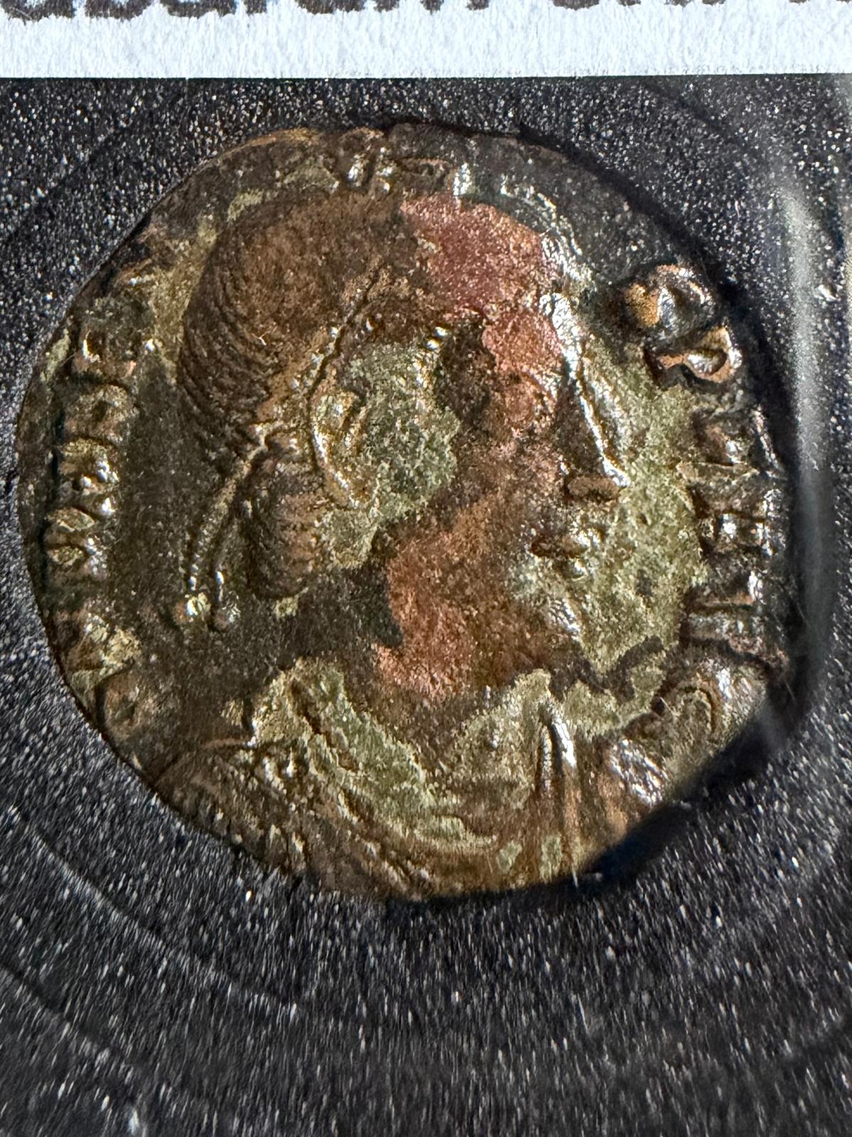 Ancient Roman Valens AE3 Bronze Coin 364–378 AD – Chi-Rho Labarum & Captive