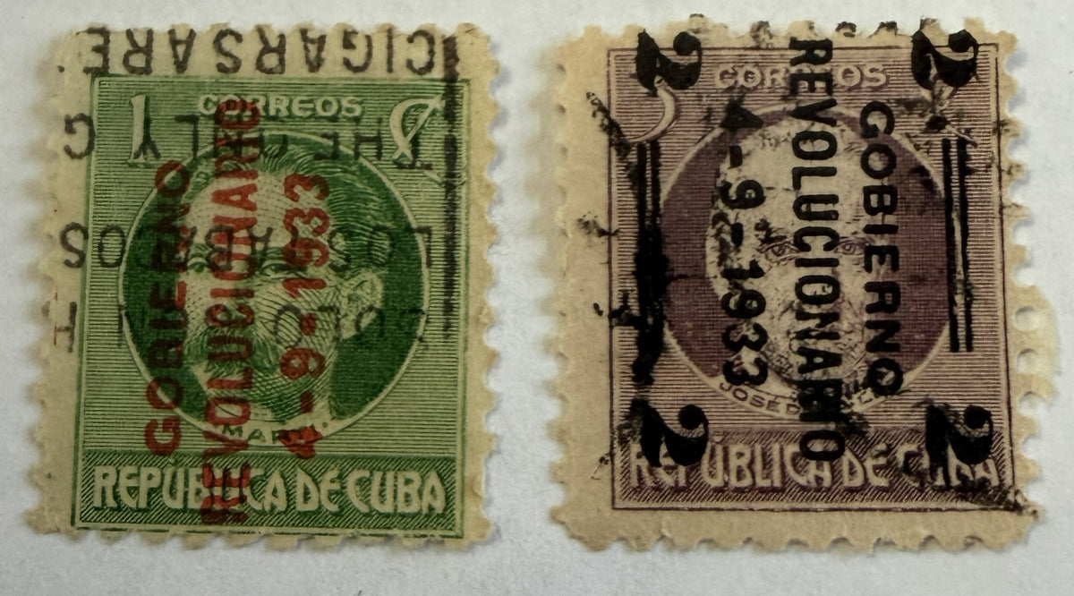 1933 Cuba Revolutionary Government Overprint Stamp Set – José Martí & Luz y Caballero