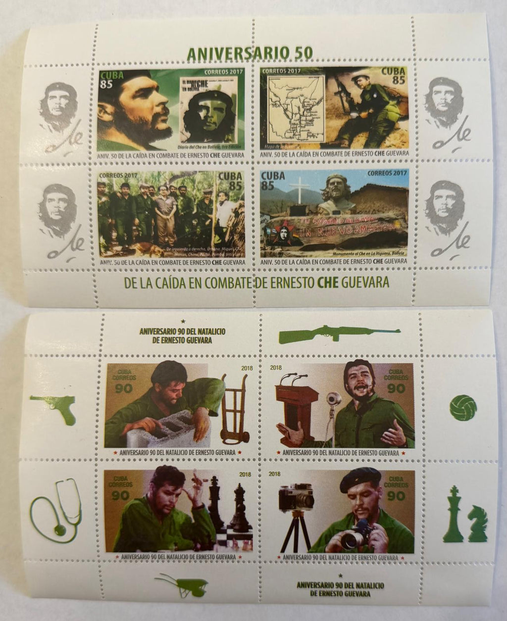 Cuba Che Guevara Stamp Sheets 2017 & 2018 – 50th Death & 90th Birth Anniversaries MNH