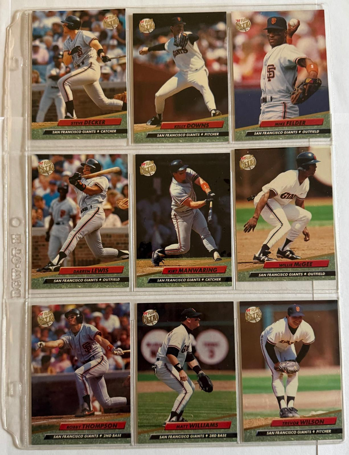 1992 Fleer Ultra San Francisco Giants 9-Card Lot #289–297 – McGee, Williams