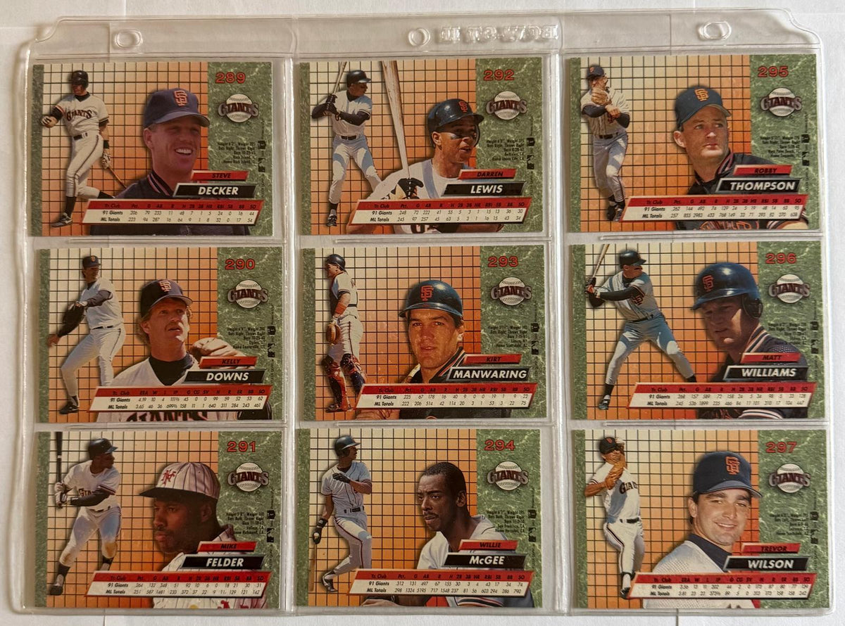 1992 Fleer Ultra San Francisco Giants 9-Card Lot #289–297 – McGee, Williams