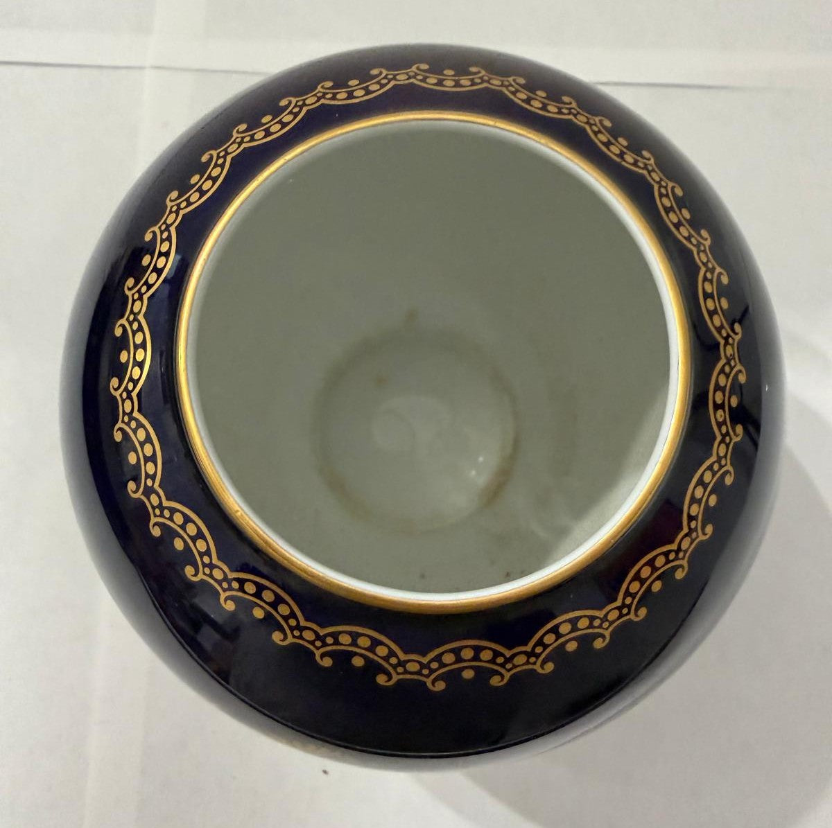Vintage Heinrich Germany Echt Kobalt Cobalt Blue & Gold Peacock Porcelain Vase
