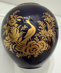 Vintage Heinrich Germany Echt Kobalt Cobalt Blue & Gold Peacock Porcelain Vase