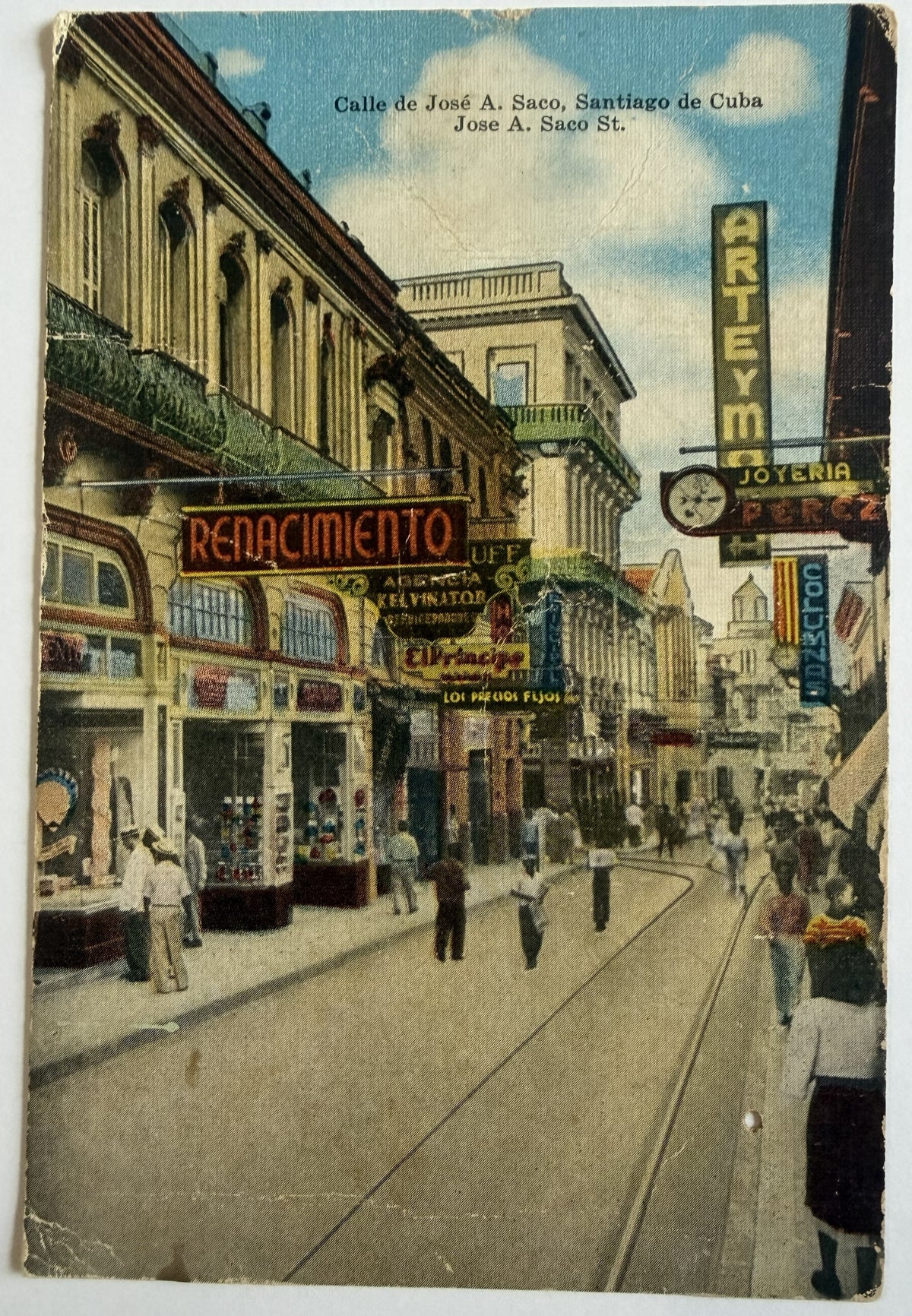 Vintage Santiago de Cuba Calle José A. Saco Postcard – Renacimiento E.C. Kropp