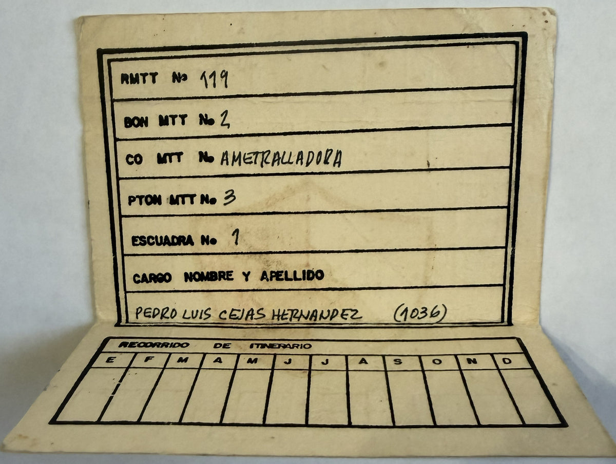 Carnet de Identidad Militar / Documento de Movilización de la Milicia de Tropas Territoriales (MTT) Cubana – Cuba