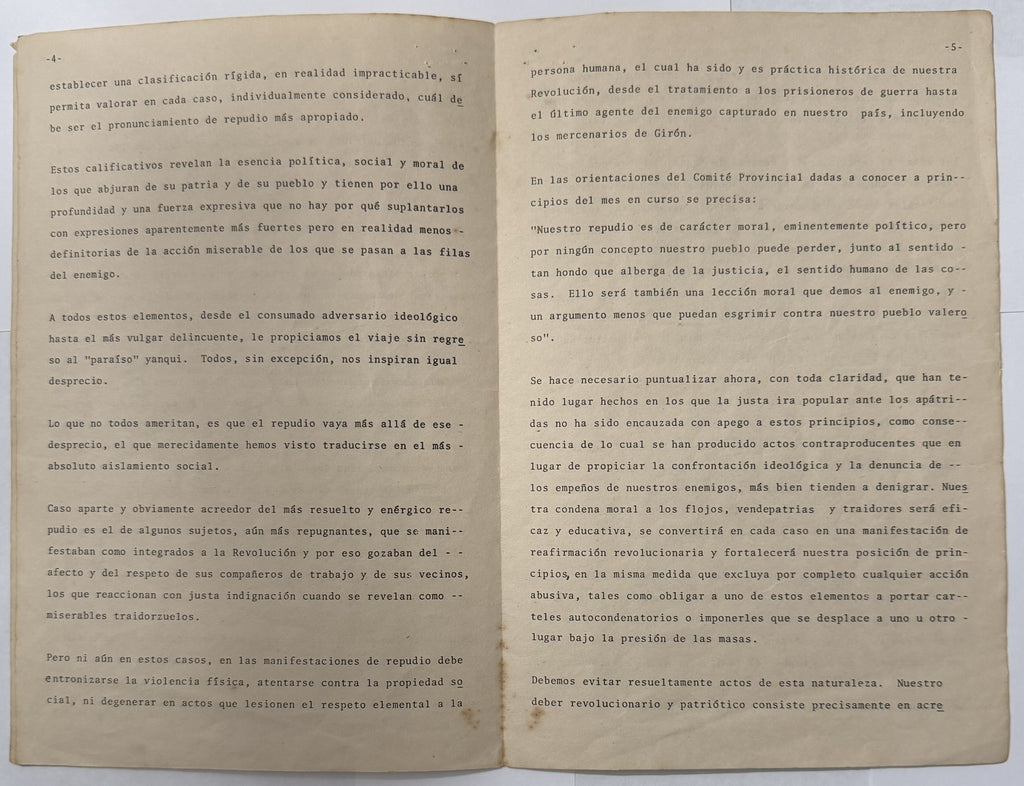 Rara Directiva Interna del PCC de 1980 sobre el Mariel en Cuba – Actos de Repudio